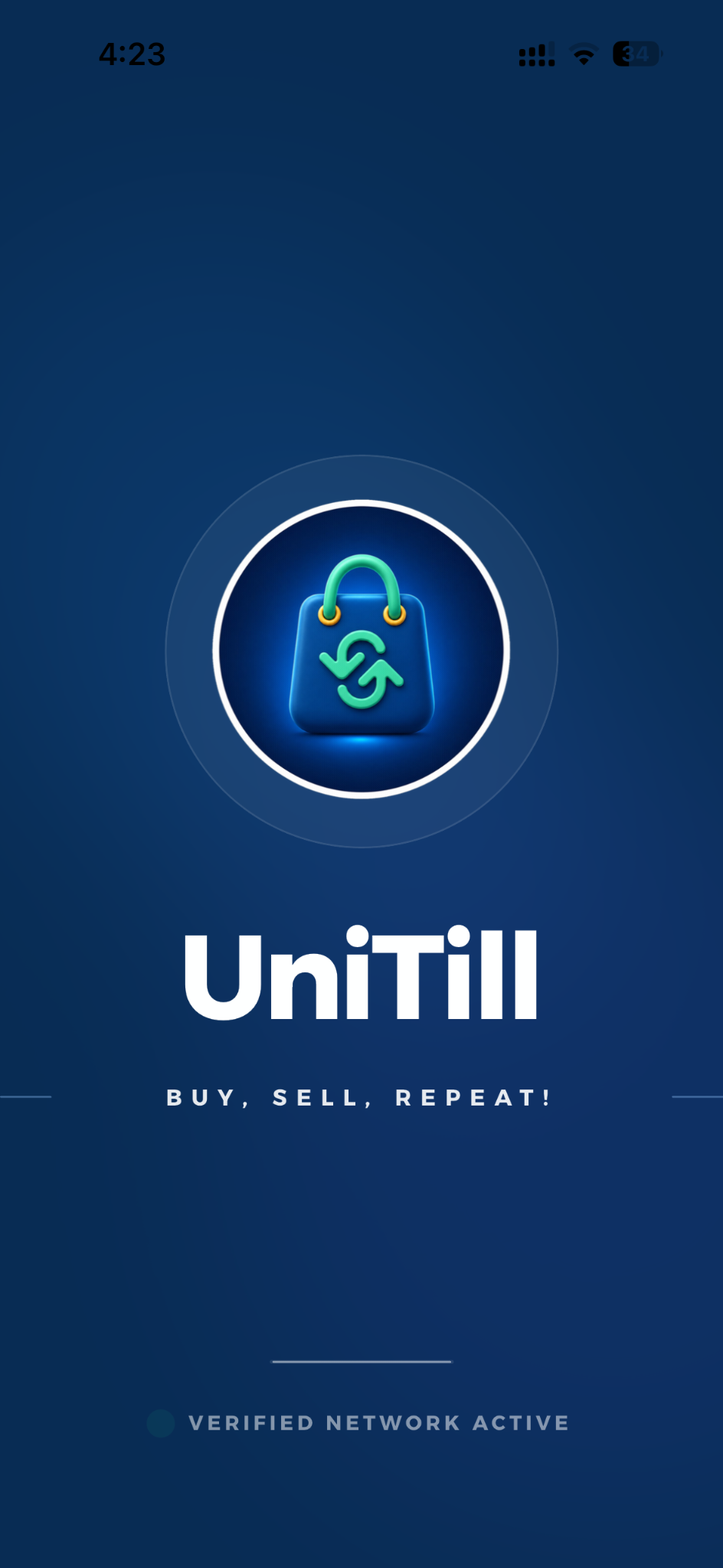 UniTill profile screen showing My ads and Saved listings